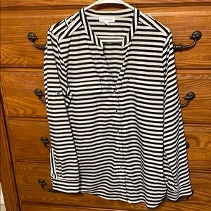 Calvin Klein Black and White Striped Blouse